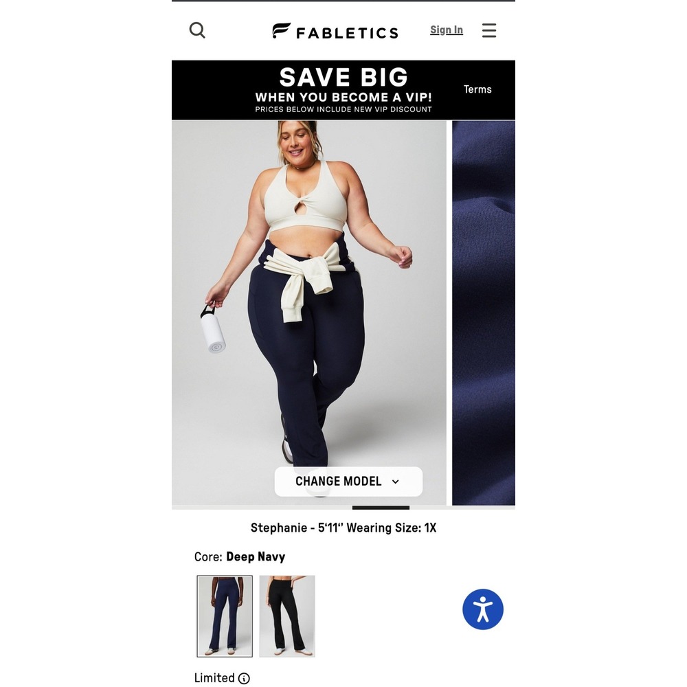 Fabletics Deep‎ Navy High Waisted Wide Leg Yoga Pants PT2500737 2X Tall NWT